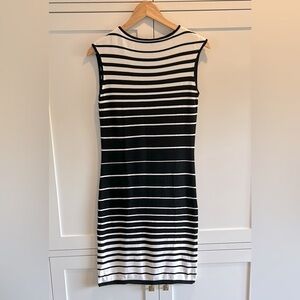 Adrienne Vittadini Striped Black and White Sheath Midi Dress Size Small (note)